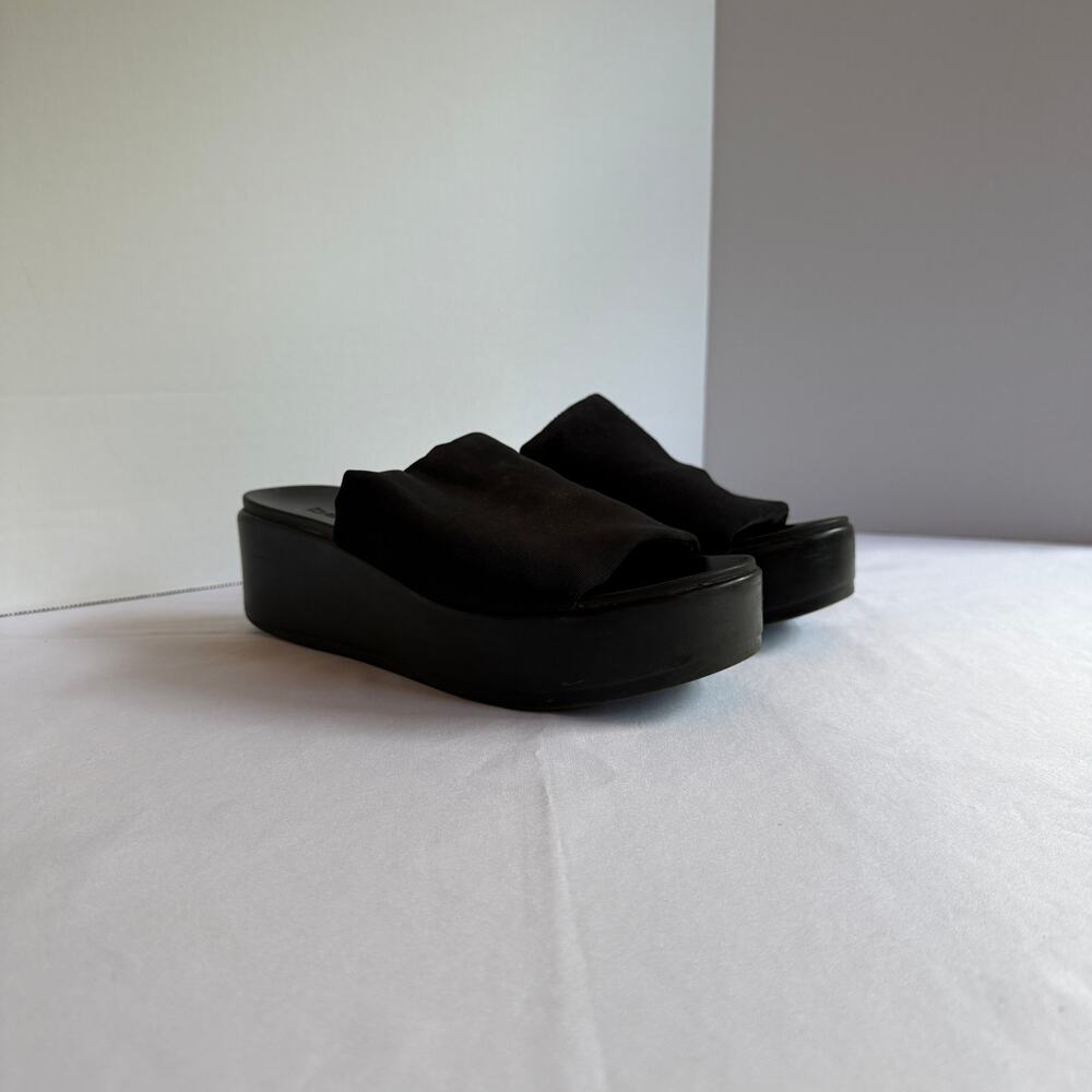 BEBE Black Mesh Platform Slide Sandals Y2K Sz Unknown
